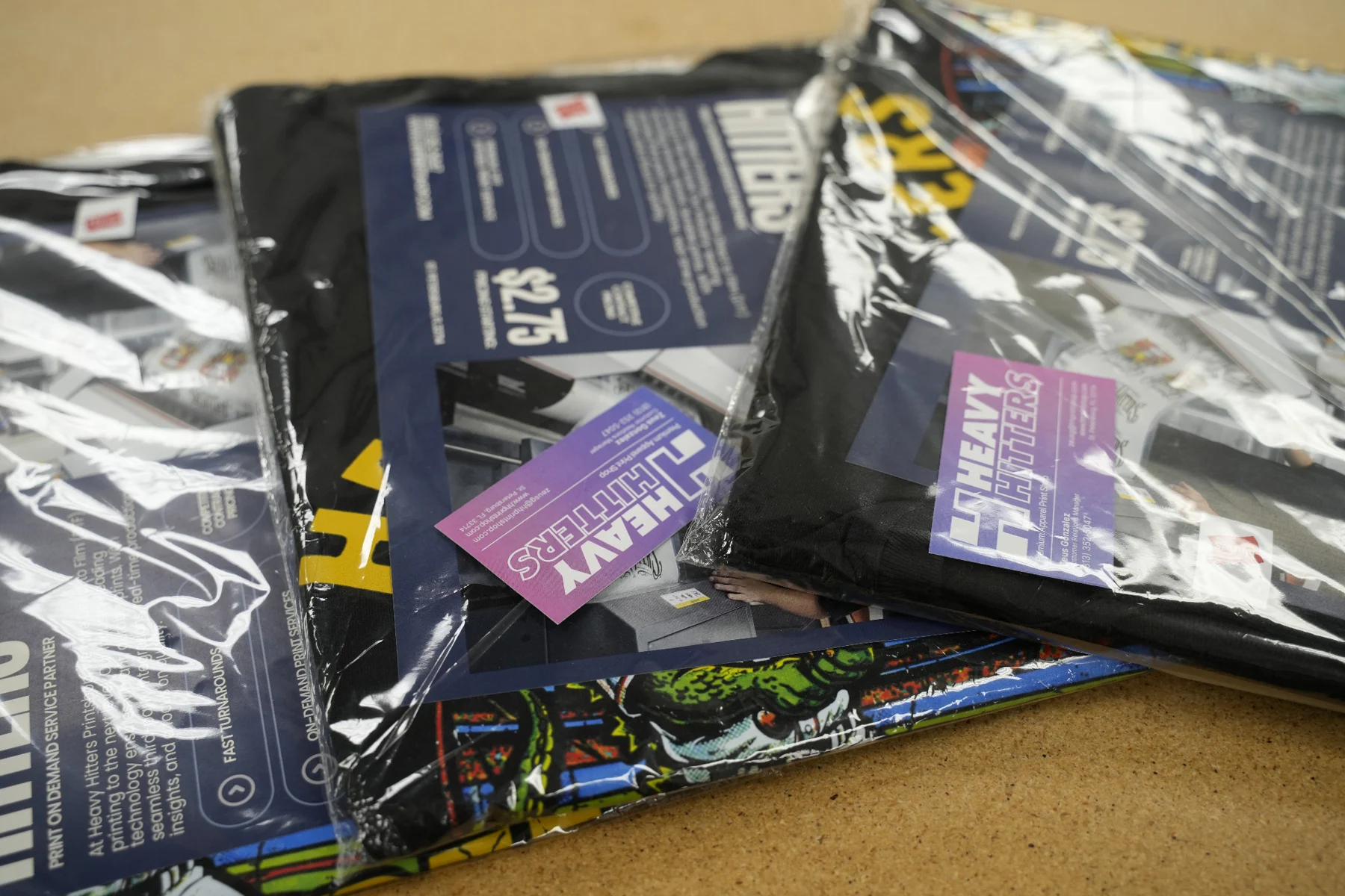 Finished printed apparel neatly packaged
